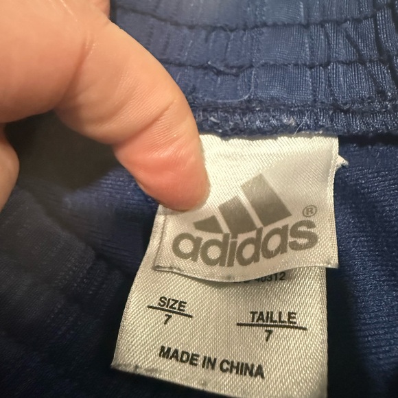 Adidas kids size 7 Blue and White Sweatpants with Signature Stripes - Picture 3 of 3